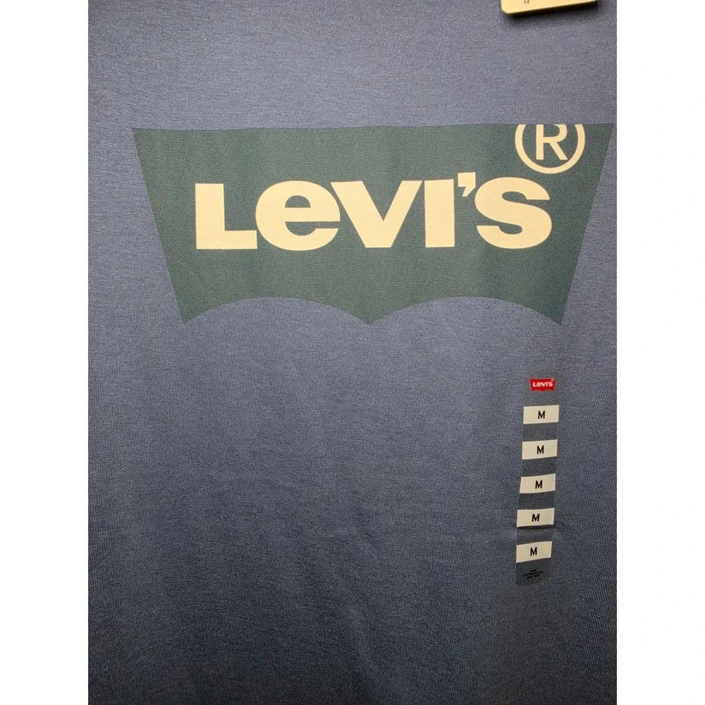 Levi's Mens Batwing Logo Graphic T-Shirt Blue Standard Fit Medium NWT
